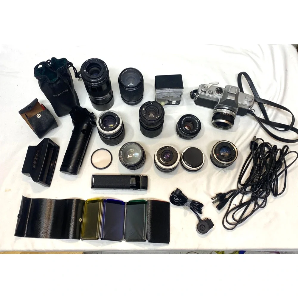 Lot of Vintage Camera Lenses Filters Cameras and Accessories